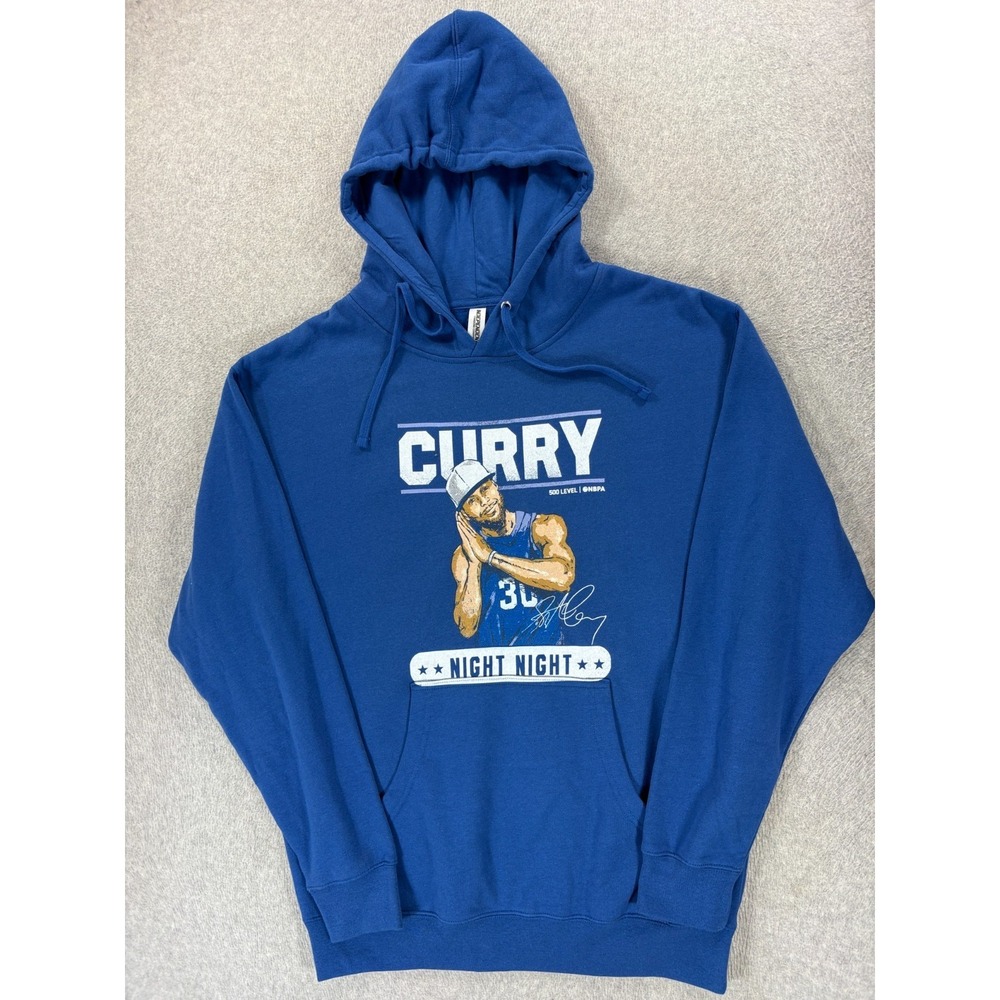 Golden State Warriors CURRY Night Night Hoodie Sweatshirt (Men's Large) Blue